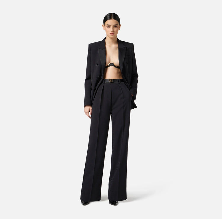 Pantaloni in crêpe leggero con dettagli smoking