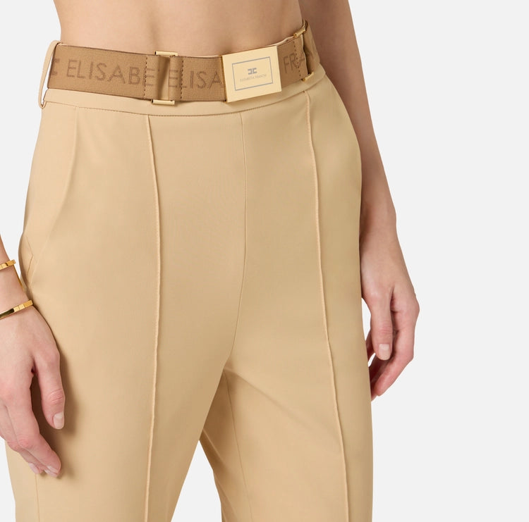 Pantaloni in tessuto tecnico bielastico con cintura