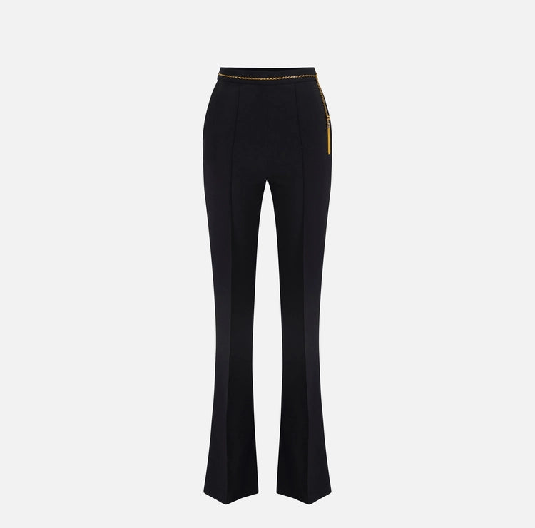 Pantaloni in crêpe leggero con catena gioiello