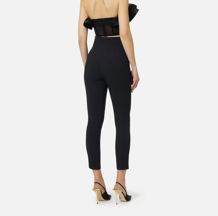 Pantaloni in doppio crêpe stretch con dettagli logo