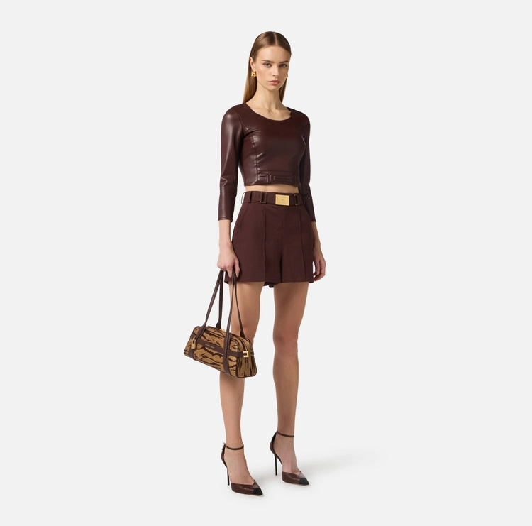 Shorts in tessuto tecnico bielastico con cintura