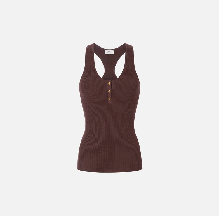 Top in maglia a micro-trecce