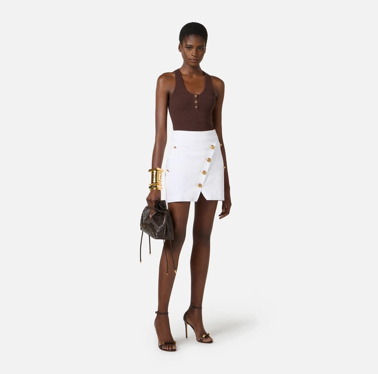 Top in maglia a micro-trecce