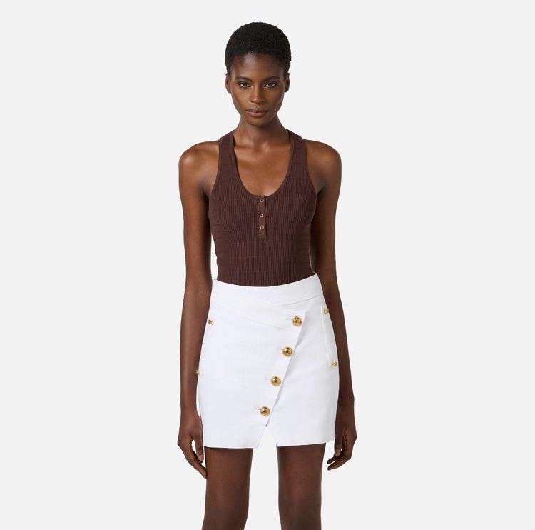 Top in maglia a micro-trecce