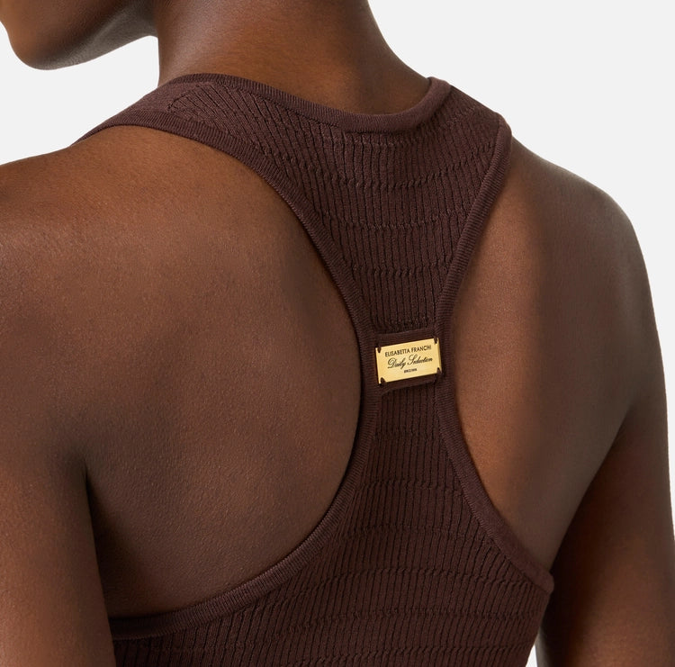 Top in maglia a micro-trecce