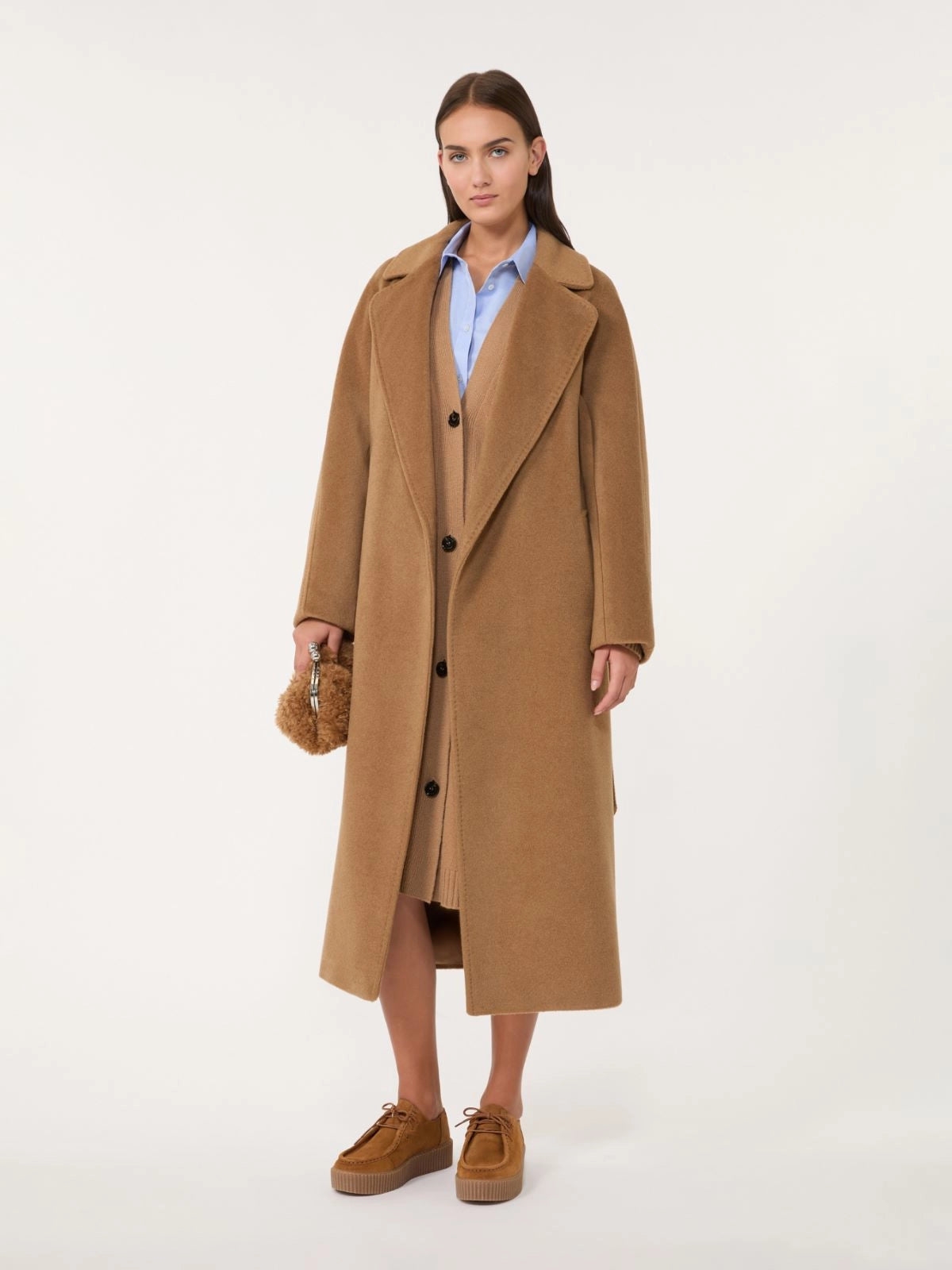 Cappotto lungo in lana e alpaca