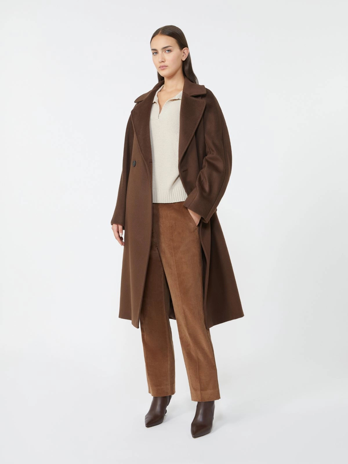 Cappotto midi doppiopetto in lana