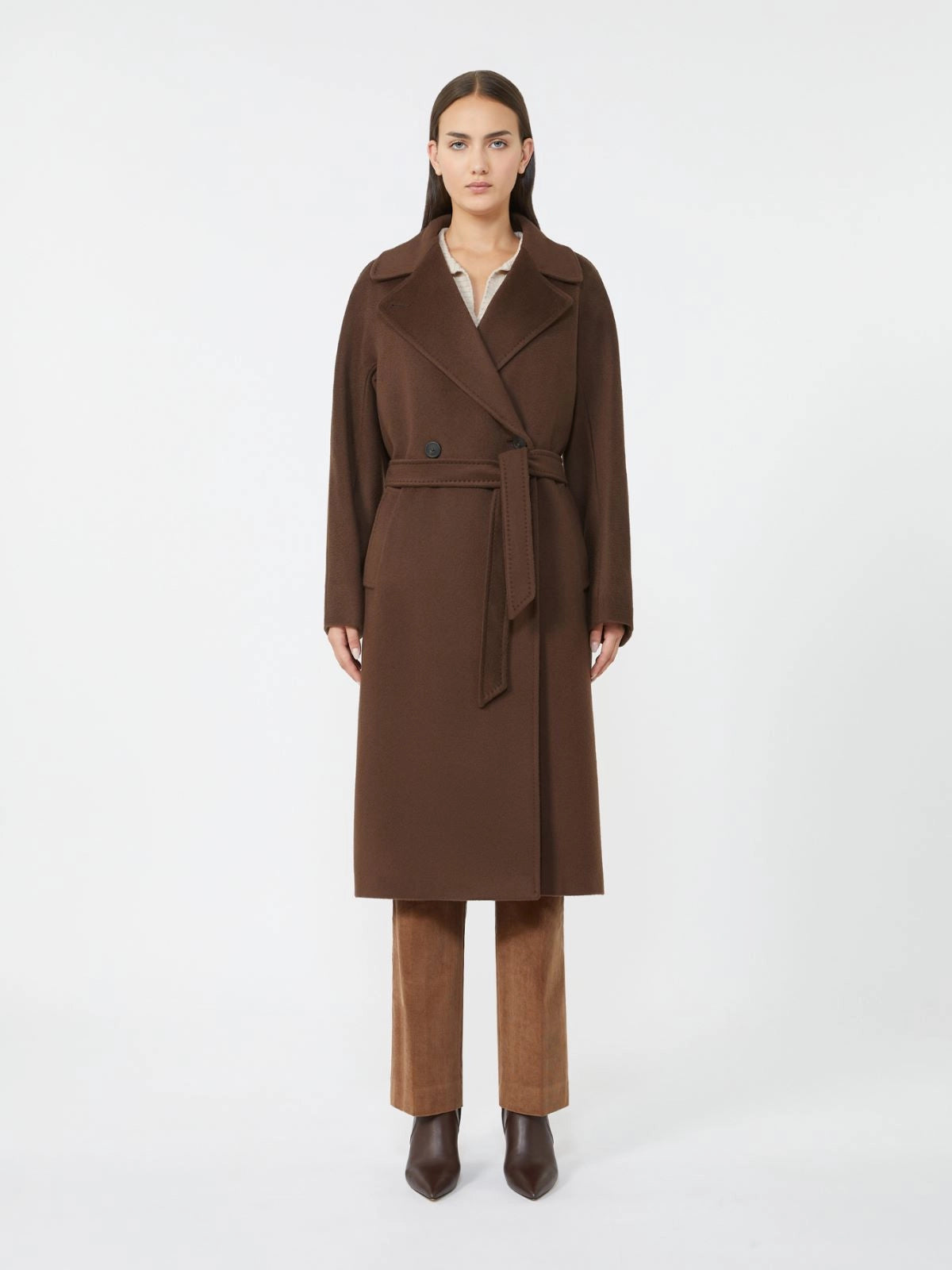 Cappotto midi doppiopetto in lana