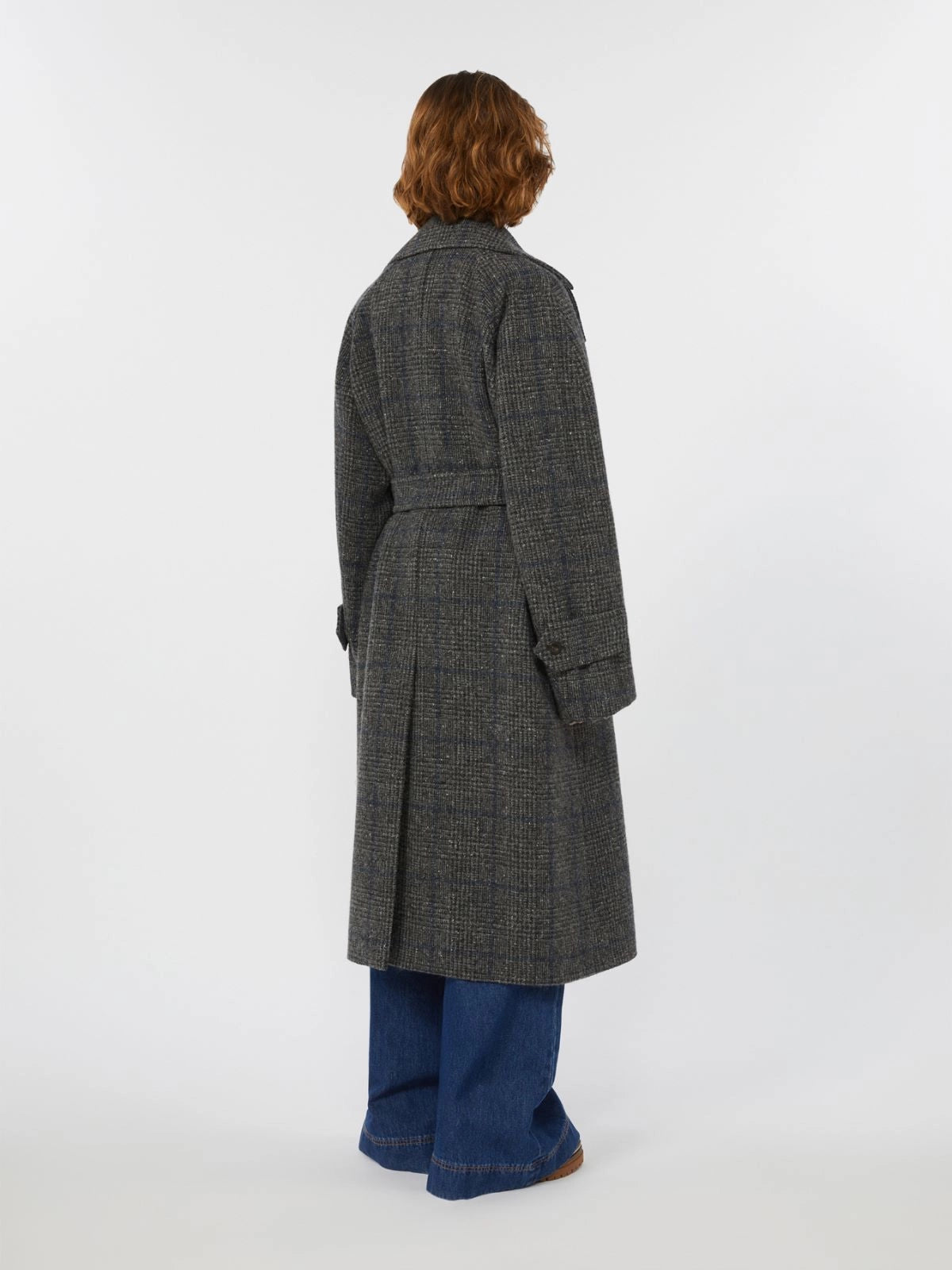 Cappotto lungo in tweed di lana