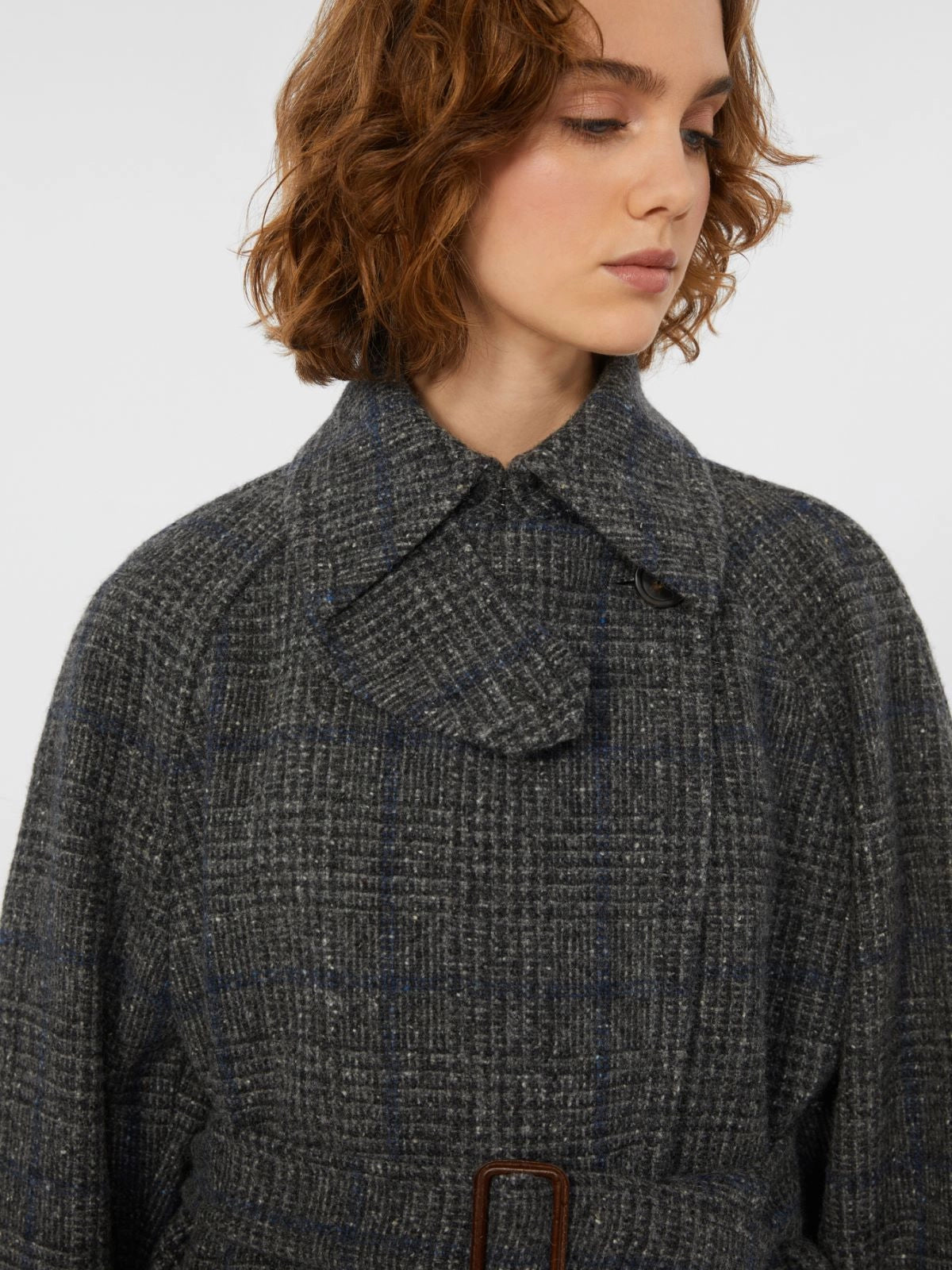 Cappotto lungo in tweed di lana