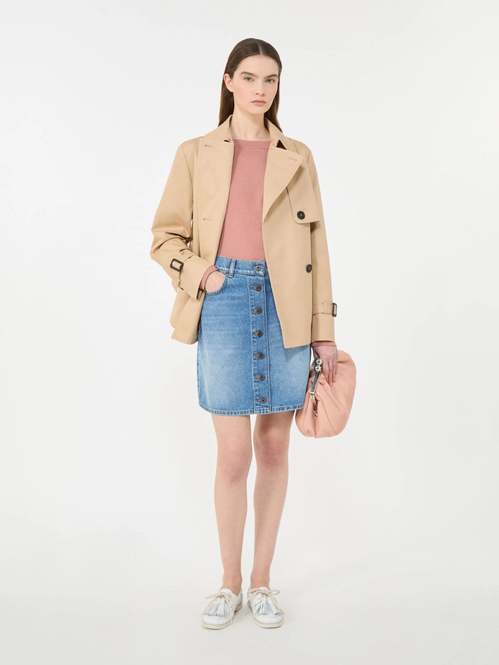 Trench crop in gabardina antigoccia