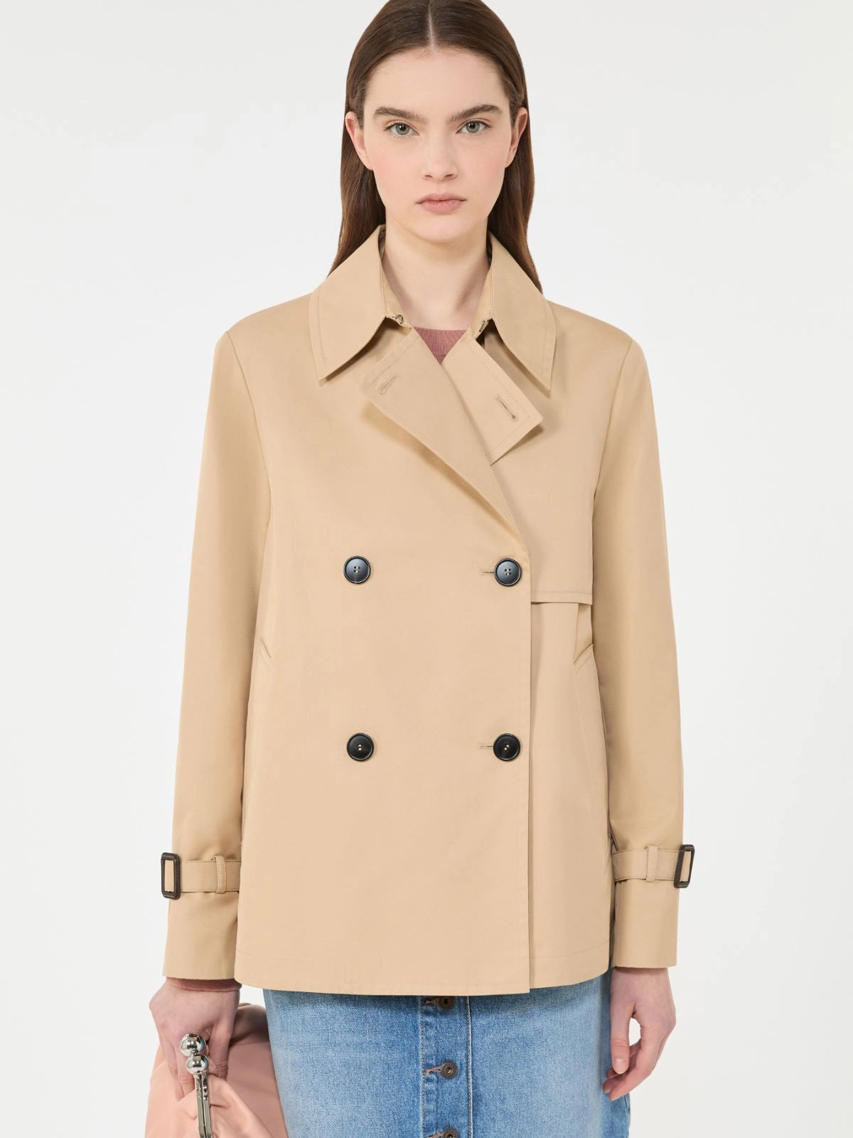 Trench crop in gabardina antigoccia