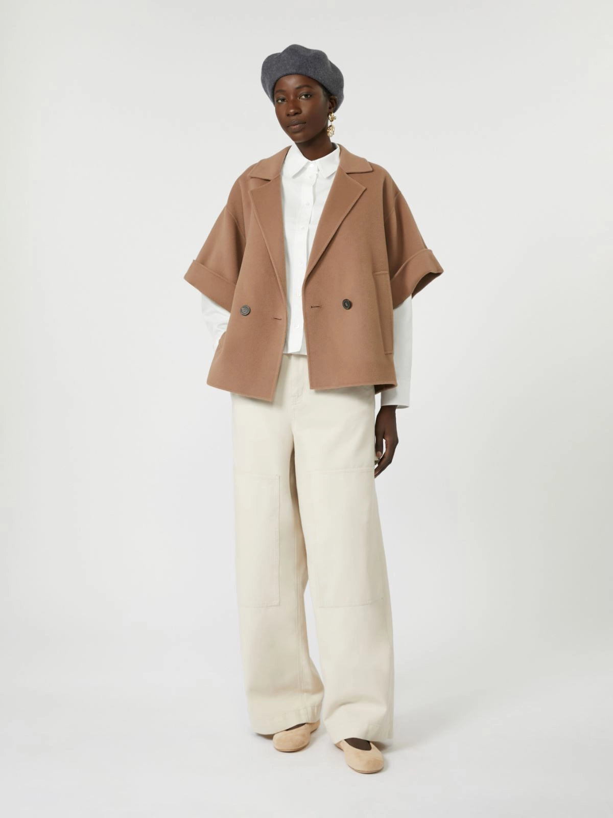 Cappotto corto in drap di lana