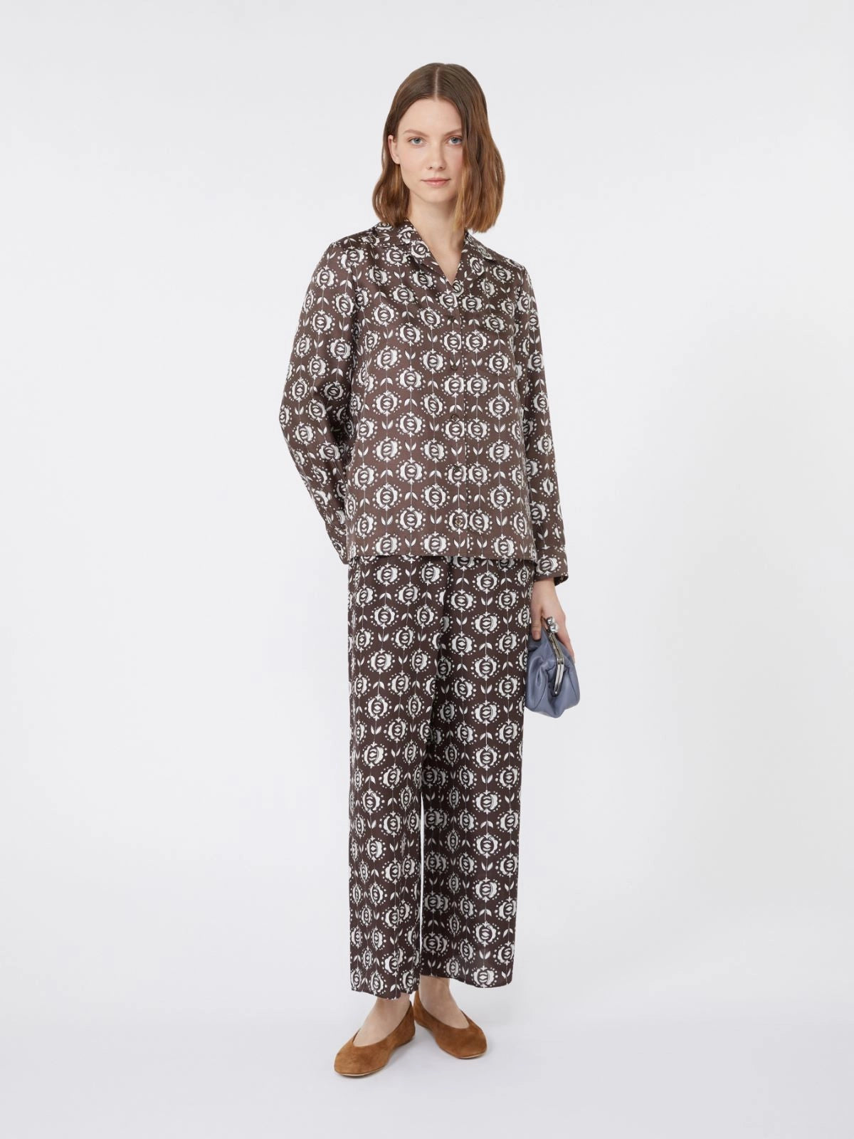 Camicia pigiama in seta stampata