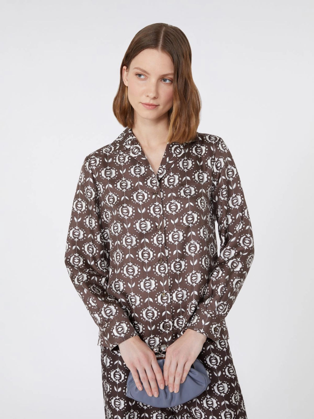 Camicia pigiama in seta stampata