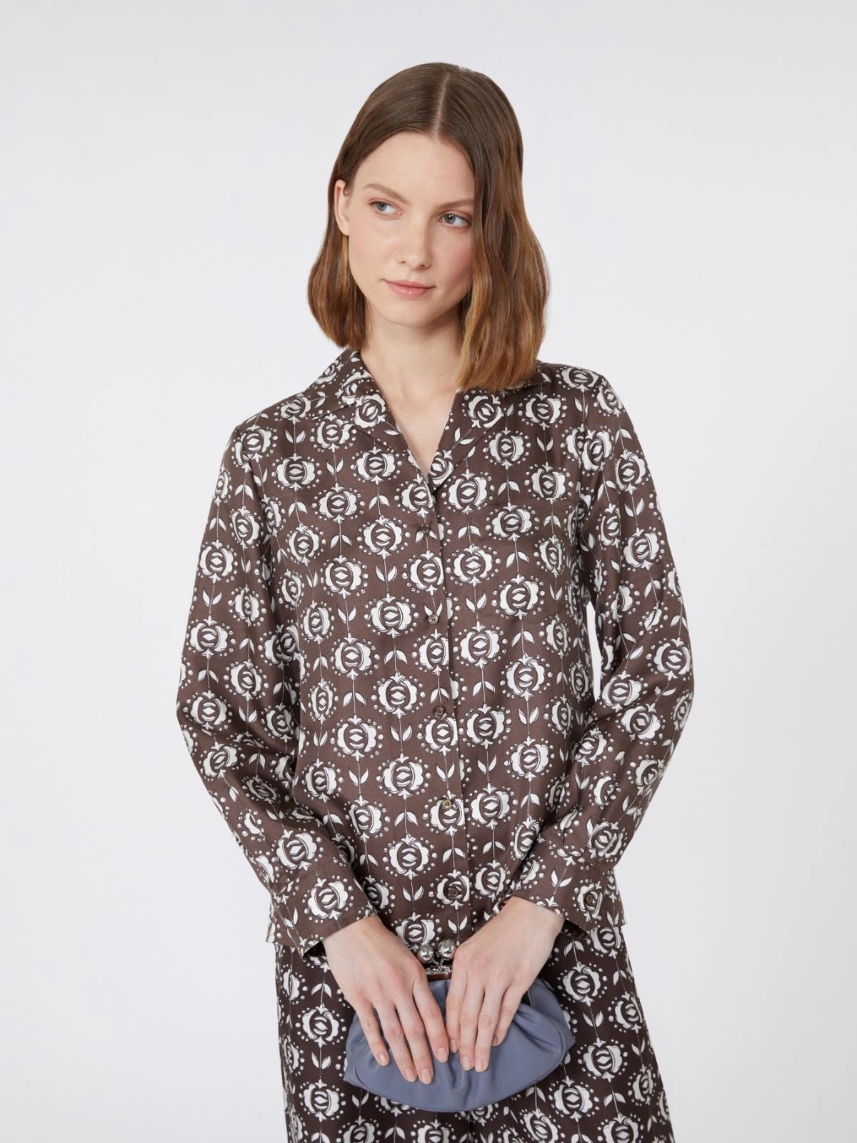Camicia pigiama in seta stampata