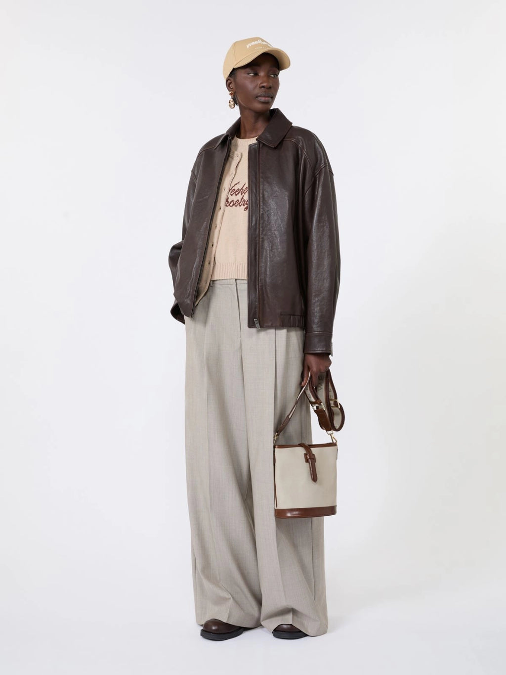 Pantalone wide leg in tela di lana