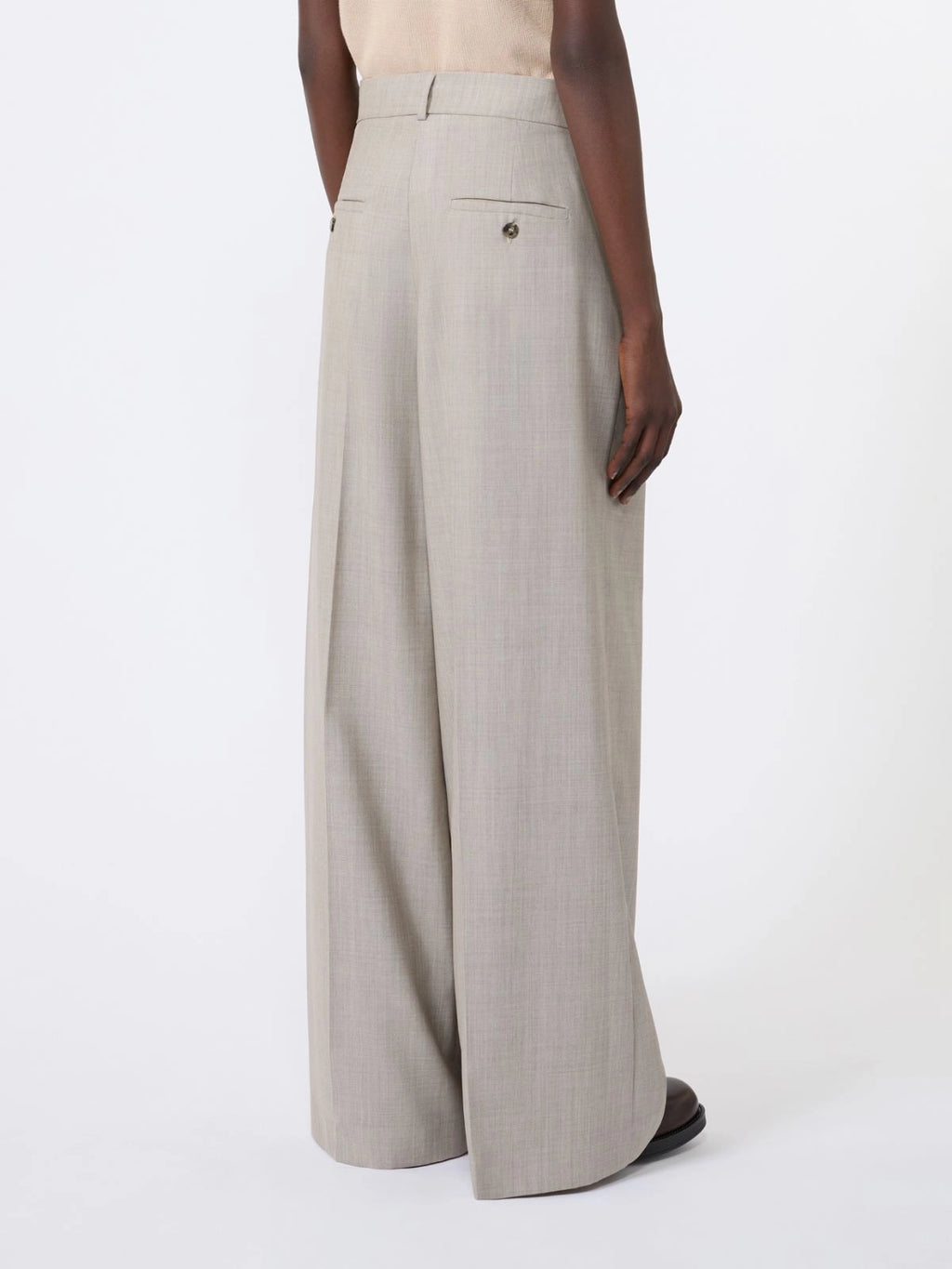 Pantalone wide leg in tela di lana