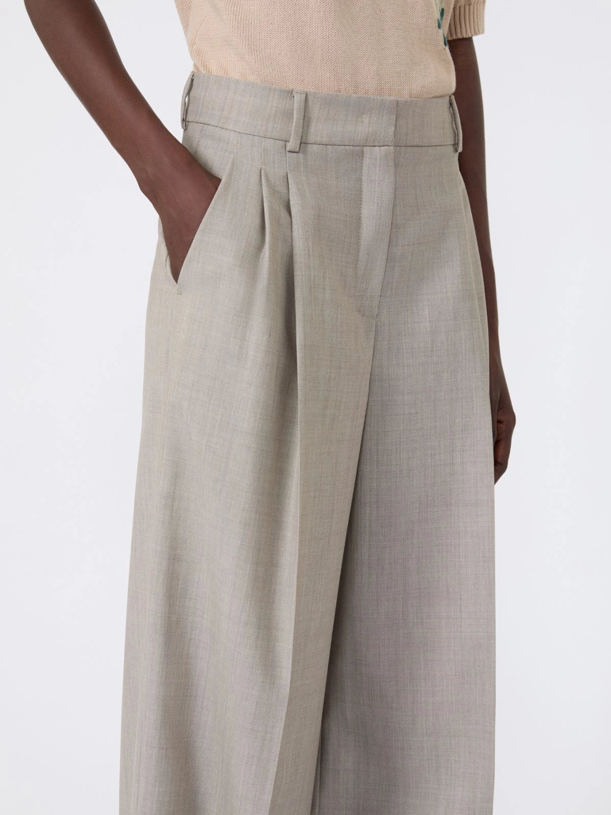 Pantalone wide leg in tela di lana