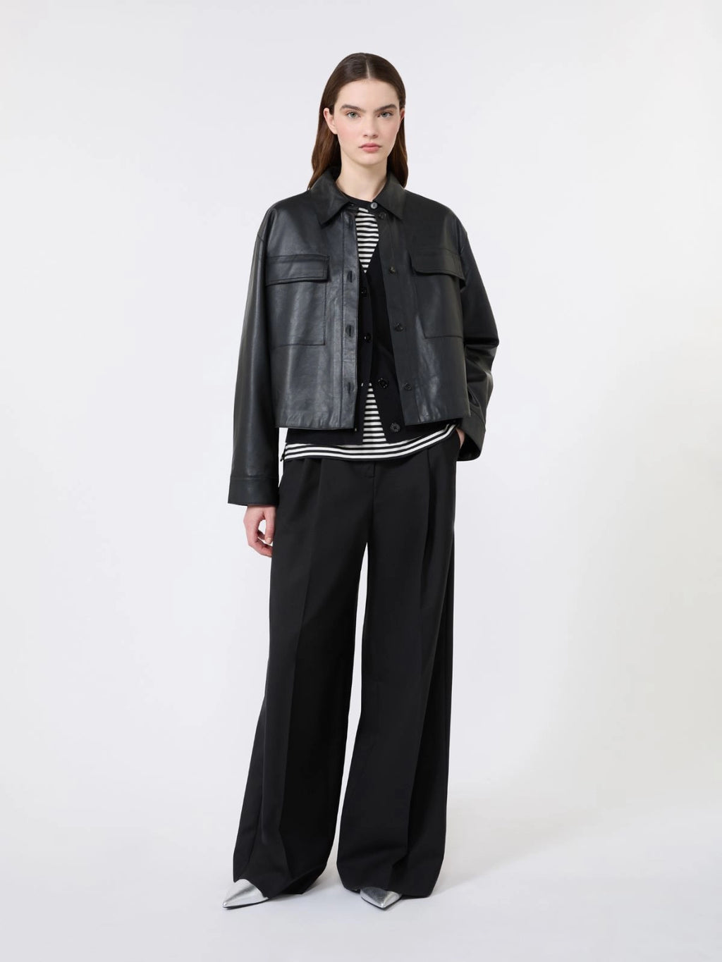Pantalone wide leg in tela di lana
