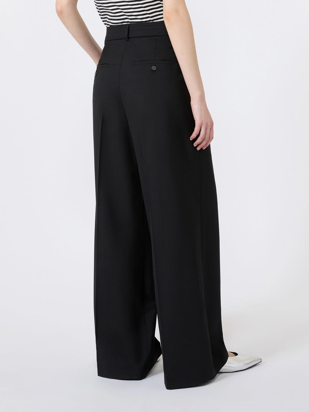 Pantalone wide leg in tela di lana