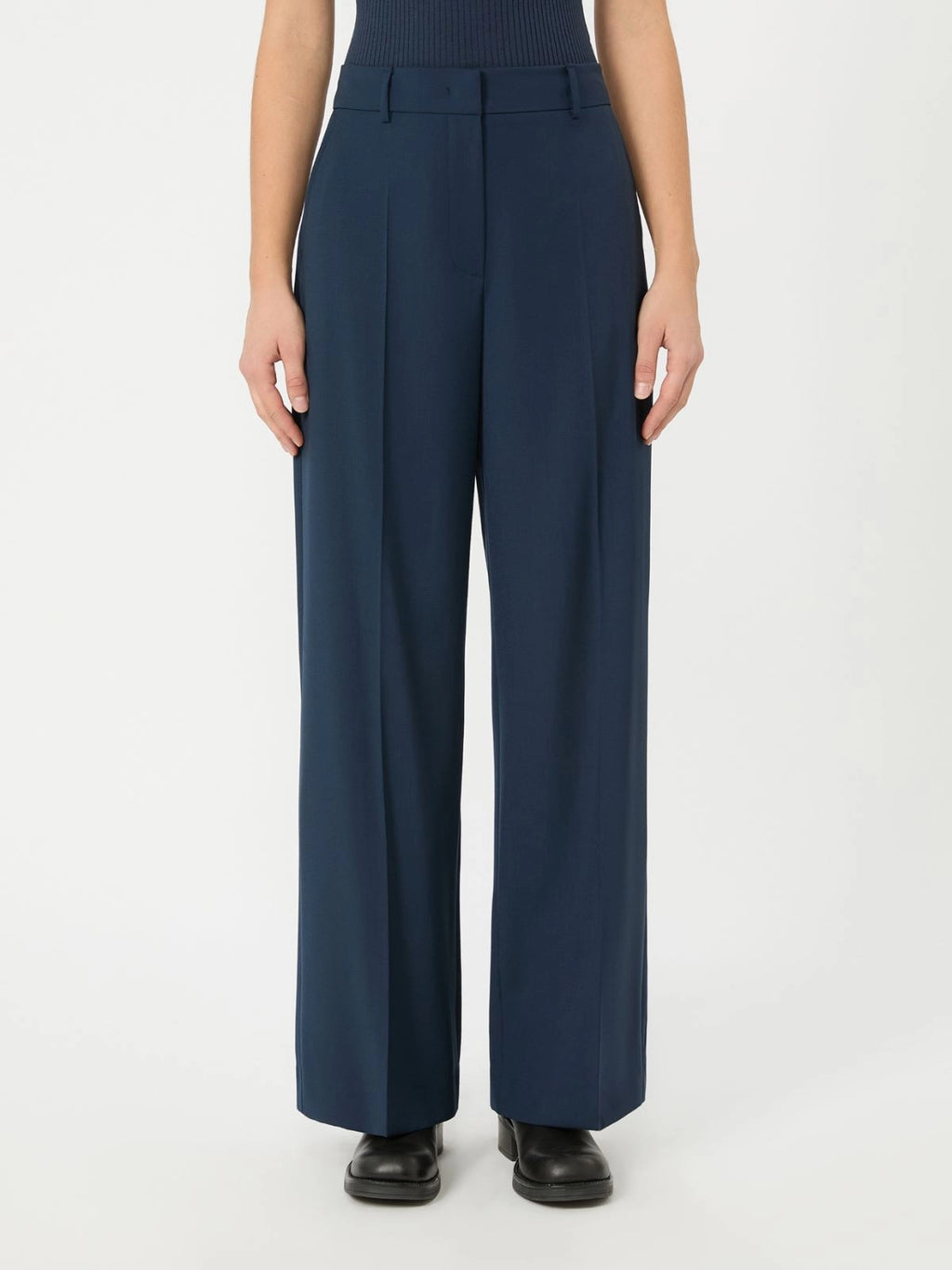 Pantalone palazzo in lana stretch