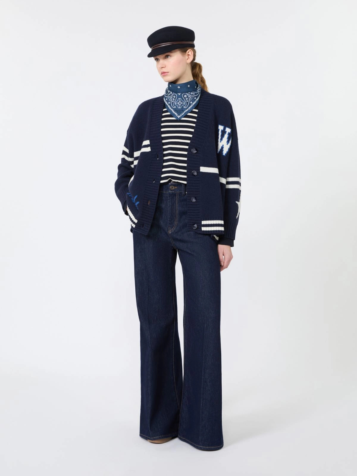 Jeans palazzo in denim di cotone