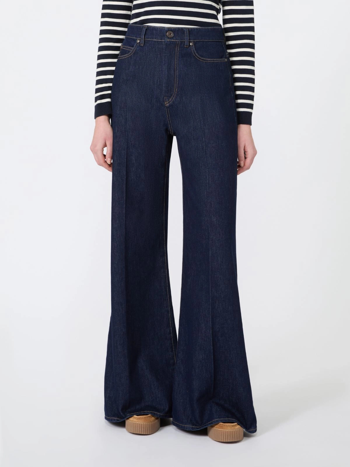 Jeans palazzo in denim di cotone
