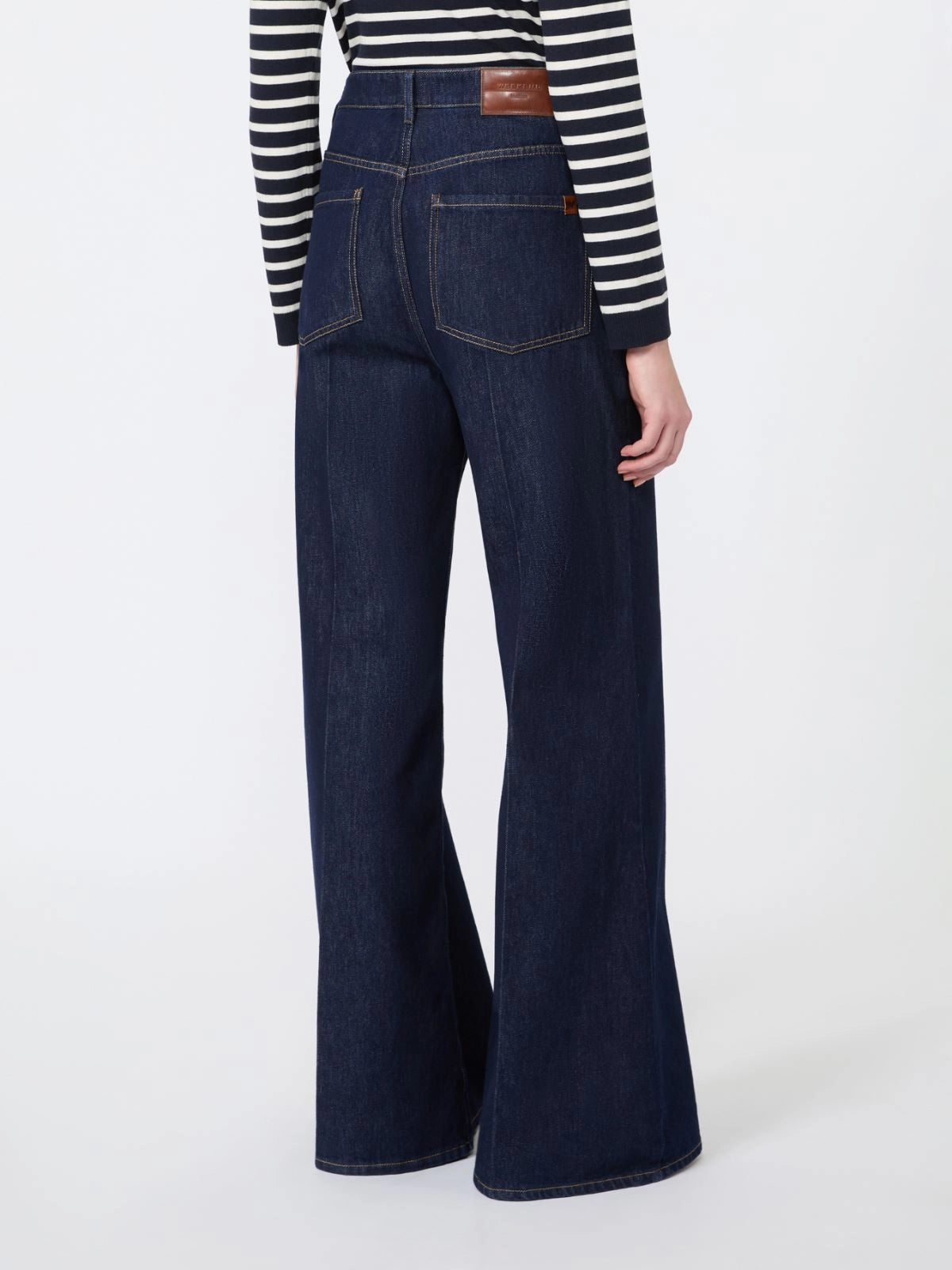 Jeans palazzo in denim di cotone