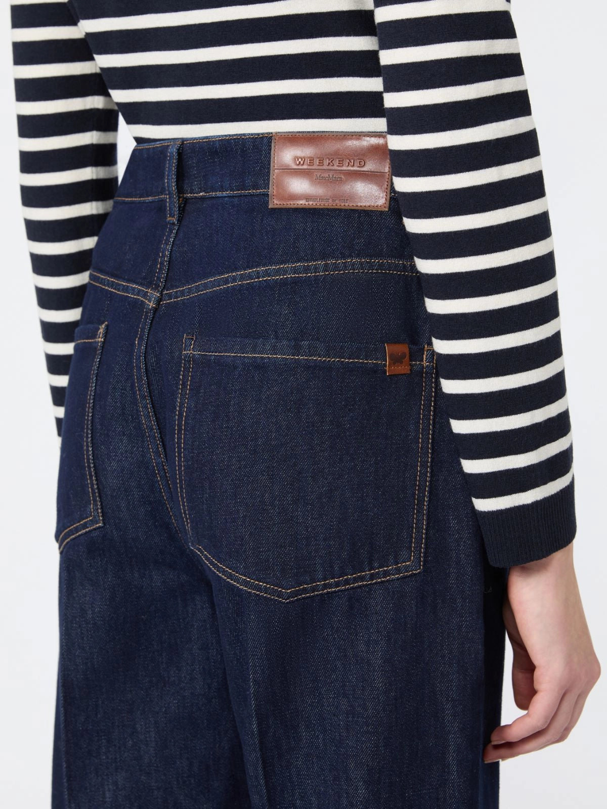 Jeans palazzo in denim di cotone