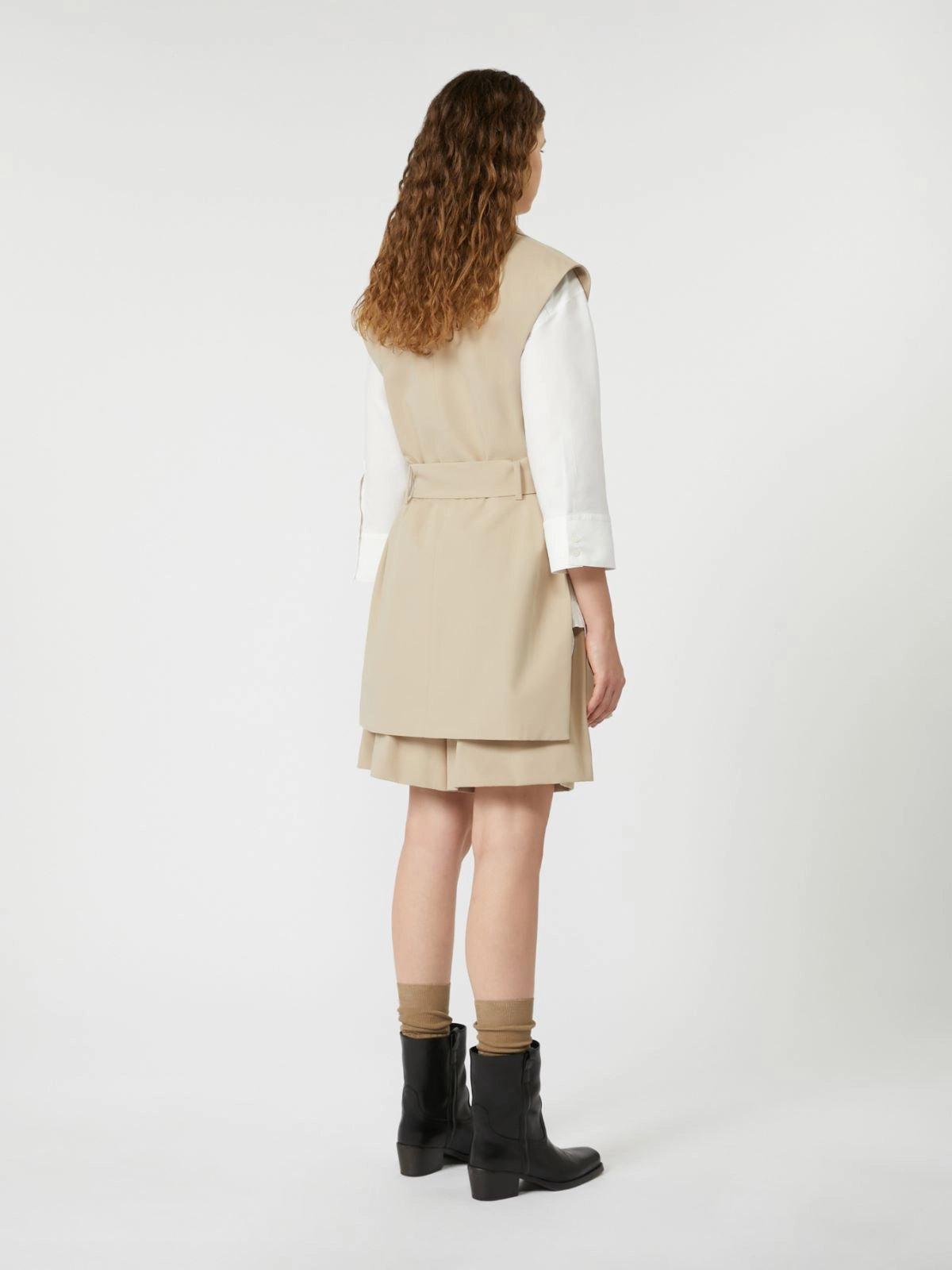 Blazer smanicato in cotone crêpe