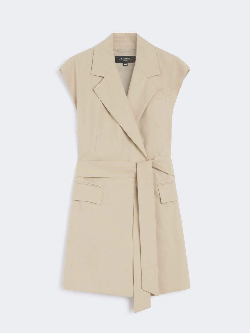 Blazer smanicato in cotone crêpe