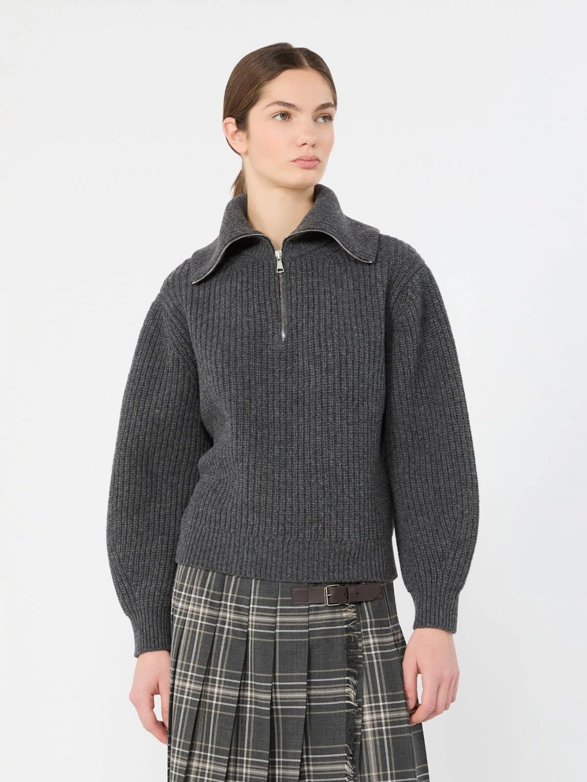 Dolcevita con zip in lana