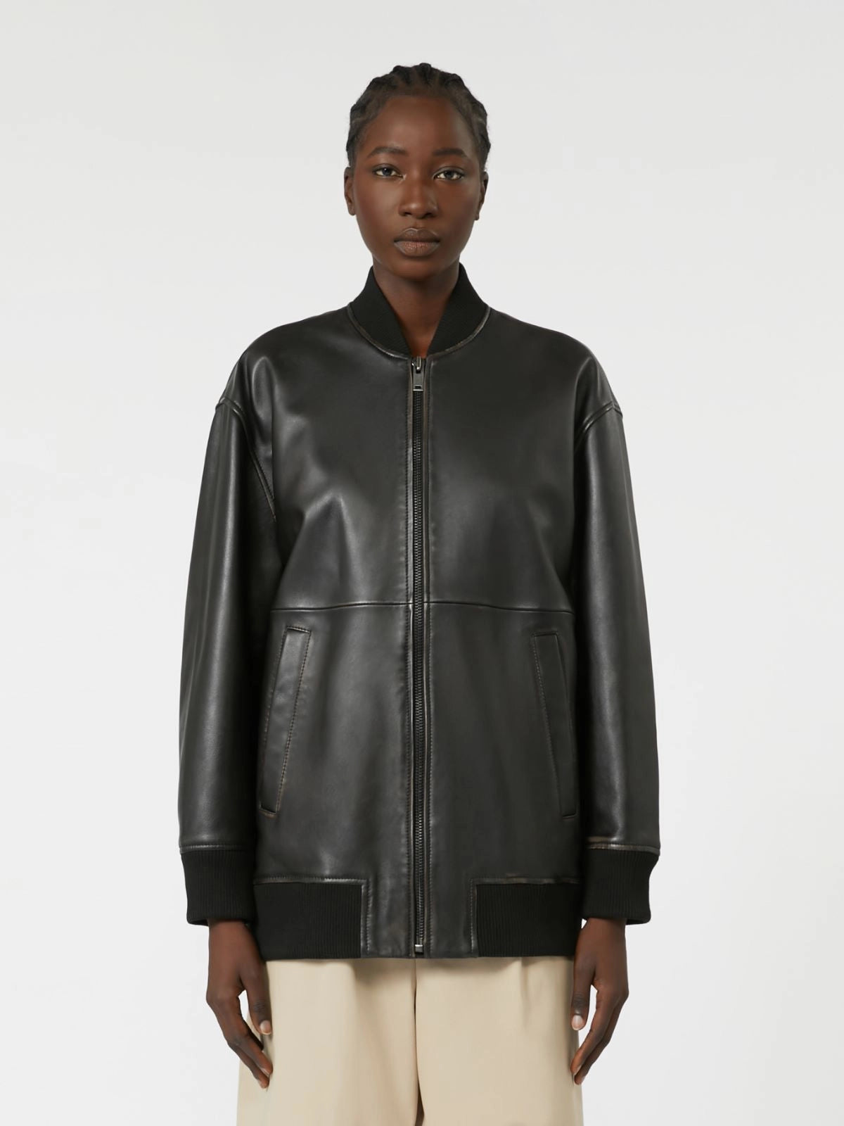 Bomber lungo in nappa