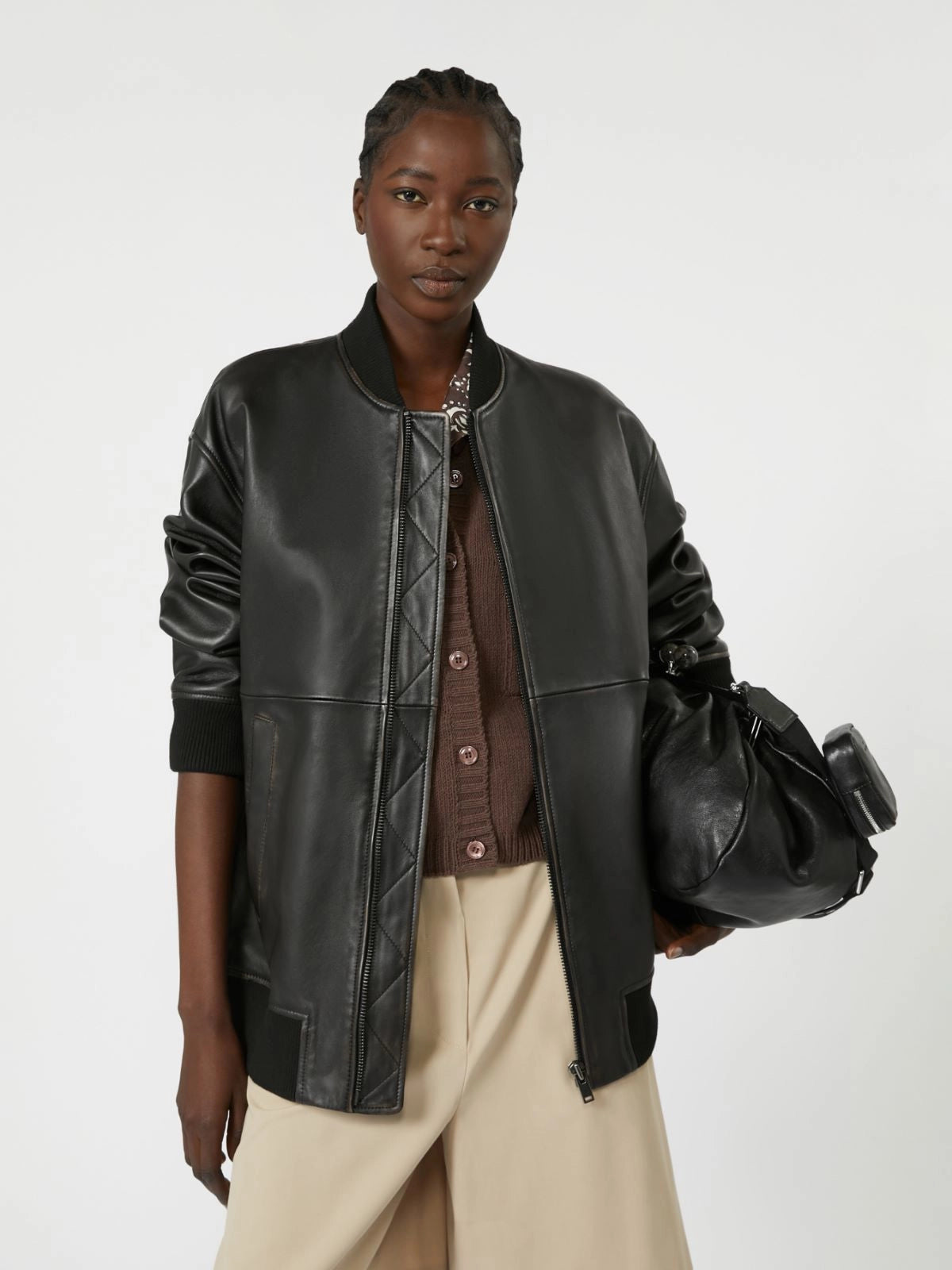 Bomber lungo in nappa