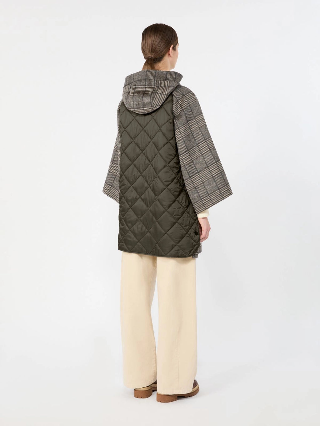 Cappotto midi in lana Principe di Galles
