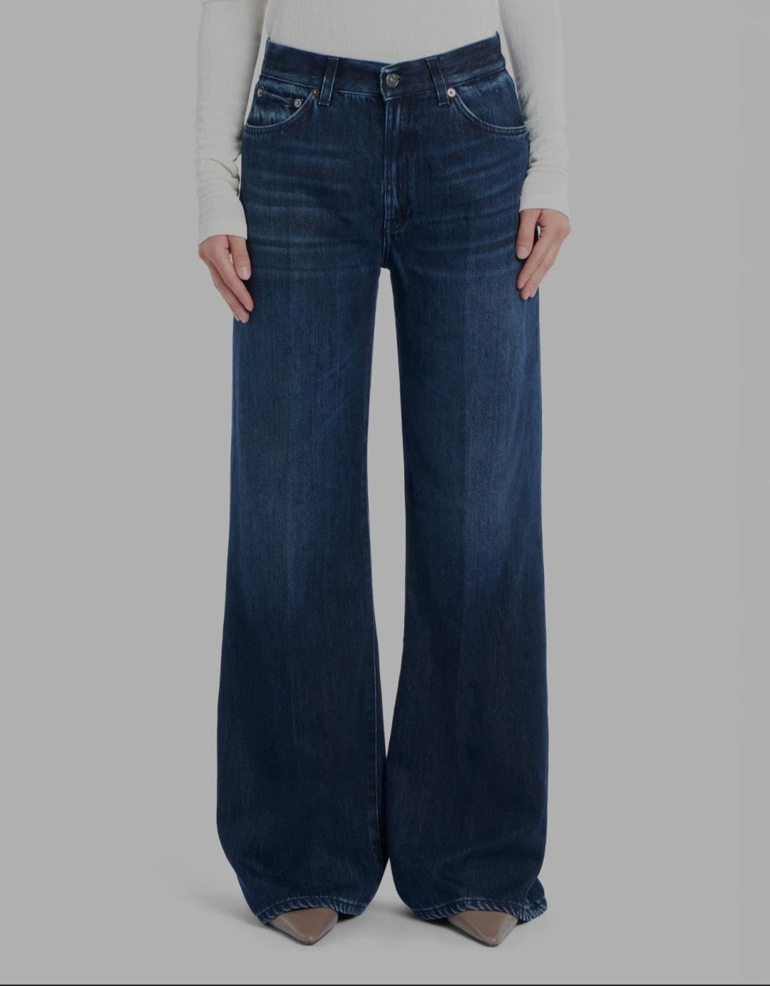 Jeans Amber wide leg in denim fisso cotone e lyocell