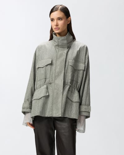 Parka tecnico con mini borchie effetto strass